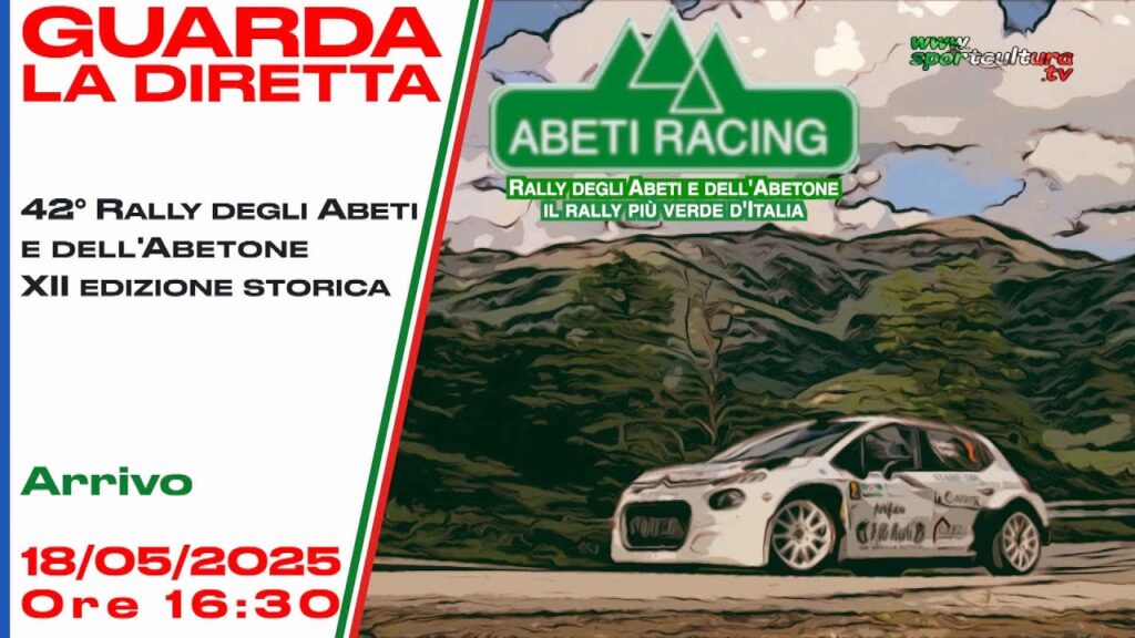 Guarda l'arrivo del 42° RALLY DEGLI ABETI E DELL'ABETONE 2025 in diretta streaming su www.sportcultura.tv/live